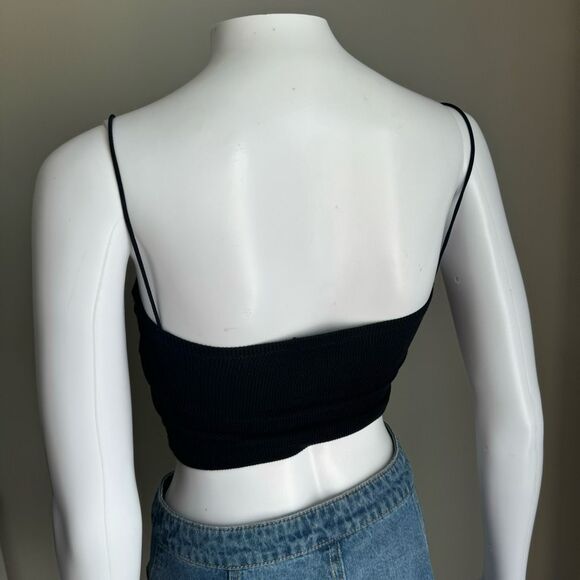 Zara Black Spaghetti Strap Crop Top - Picture 3 of 4